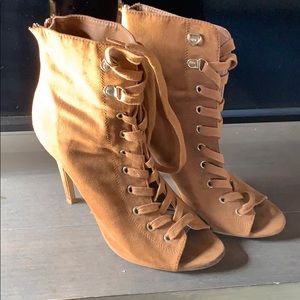 Brown lace up heels
